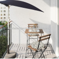 Garten Bistro Set Inklusive 1 Tisch und 2 Stühle aus Acacia und Edelstahl Stähle